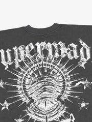 Schwarzes Crop-T-Shirt mit Grafikprint