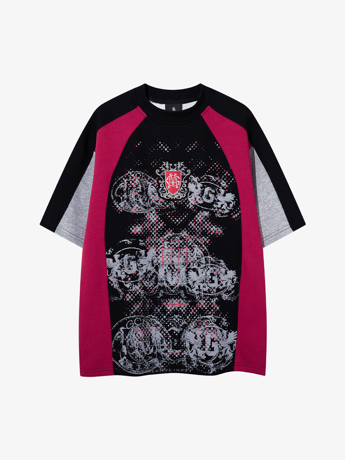 Embroidered Patchwork Collar Graphic Tee