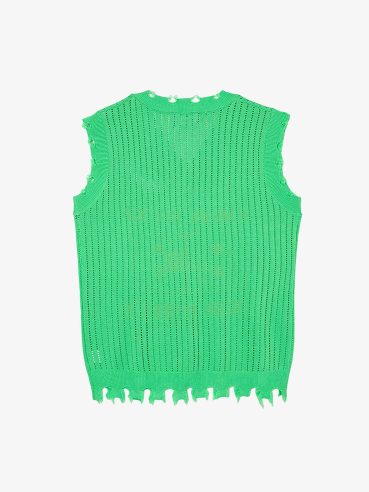 Number Graphic Distressed Mesh Knit Tank Top