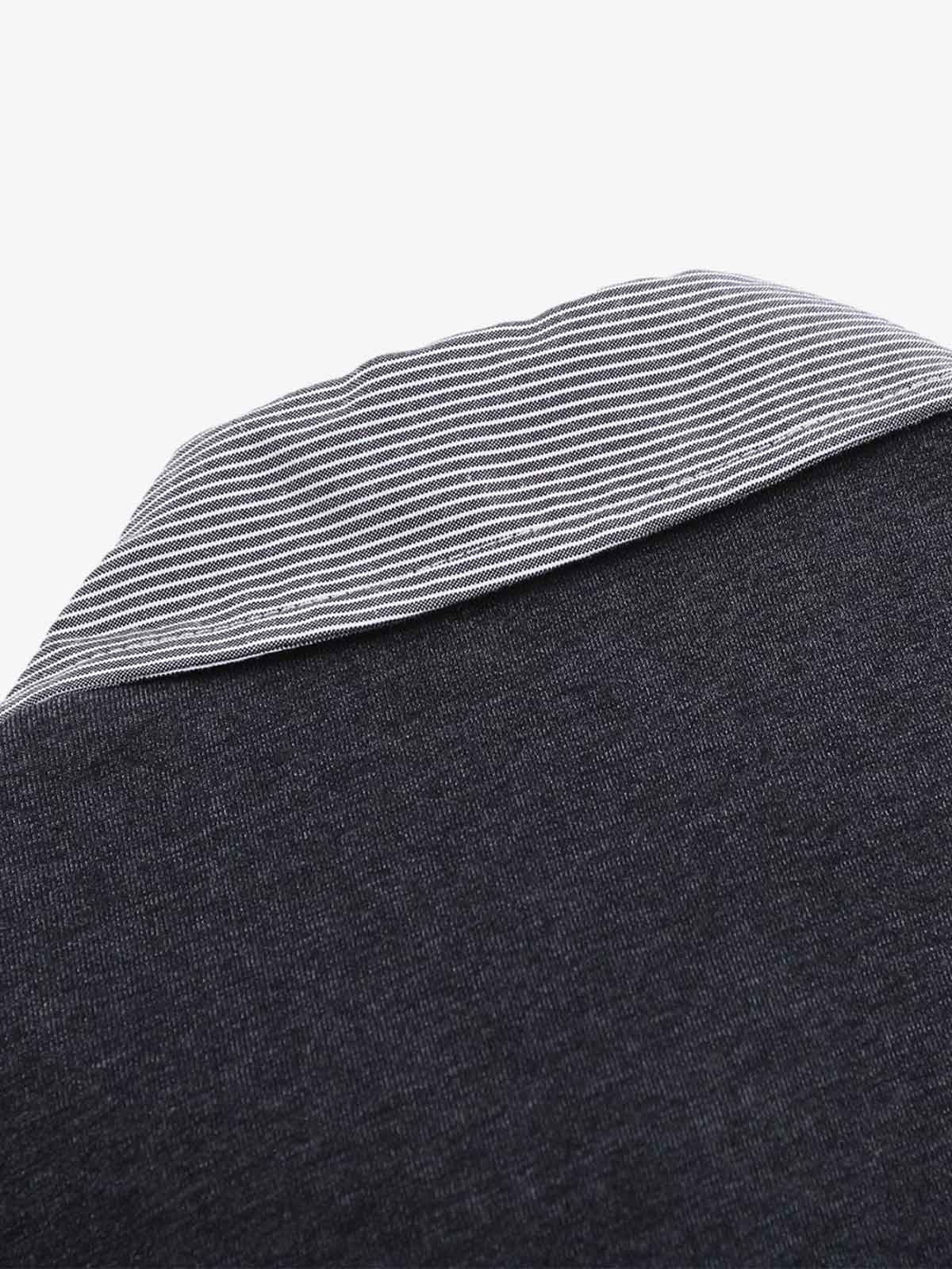Retro Deconstructed Patchwork Striped Lapel T-shirt 