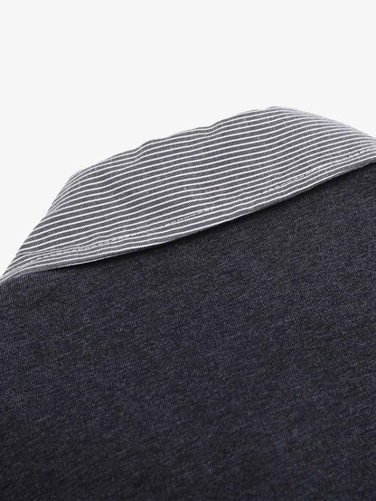 Retro Deconstructed Patchwork Striped Lapel T-shirt 