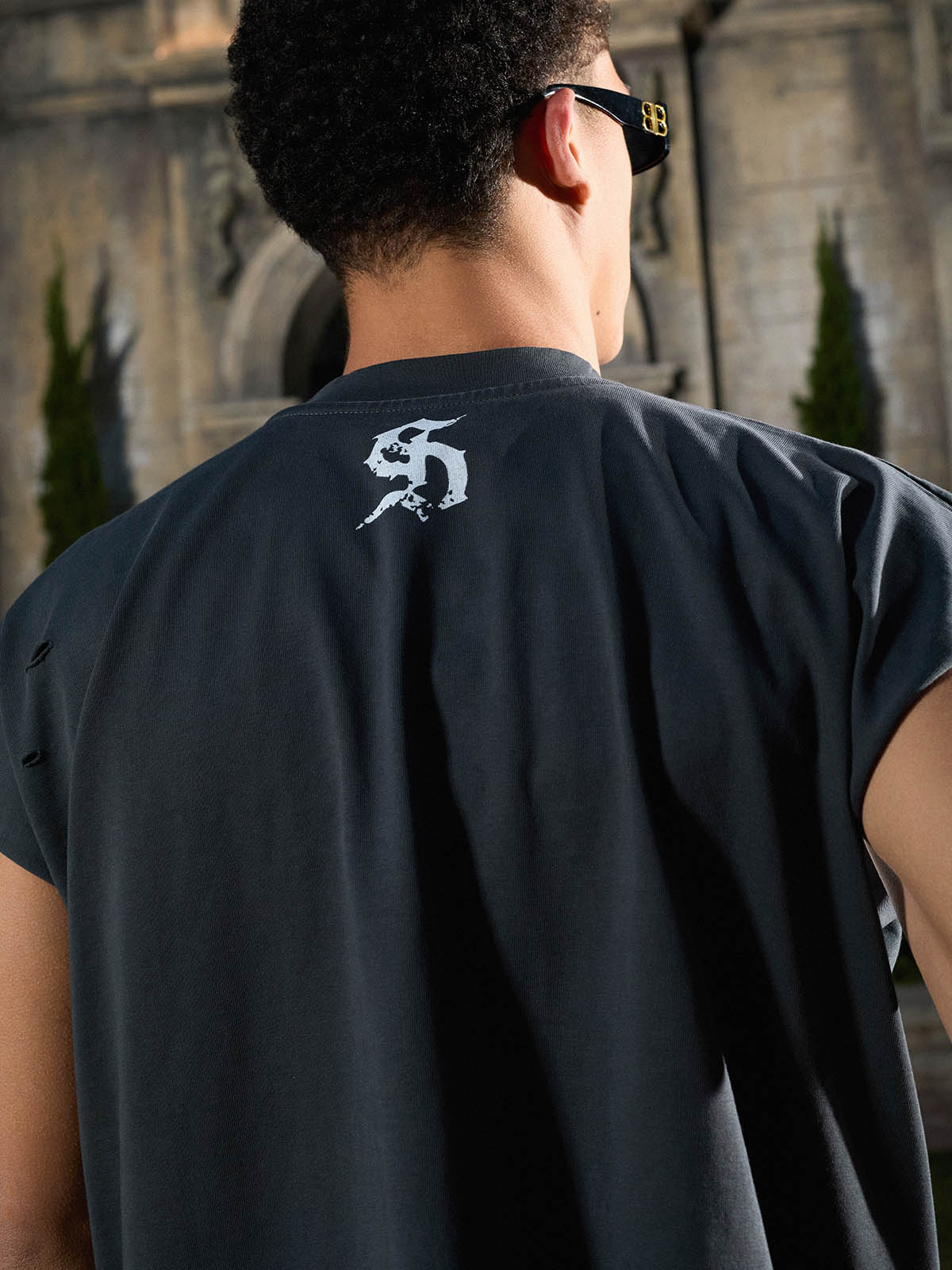 Supermade Distressed Ripped "Burn Your Flag" Sleeveless T-Shirt 