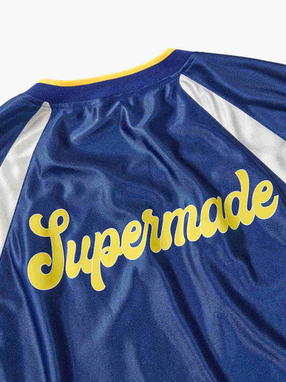 Supermade Blue Color-Blocked Lightning Bolt Pattern Jersey Design Customization 