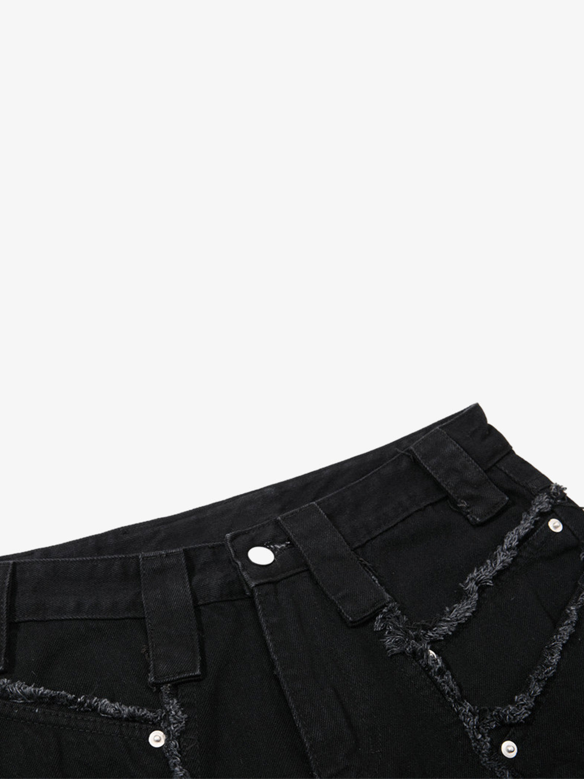 Deconstructed Zipper-Spliced Whiskered Raw-Hem Jeans