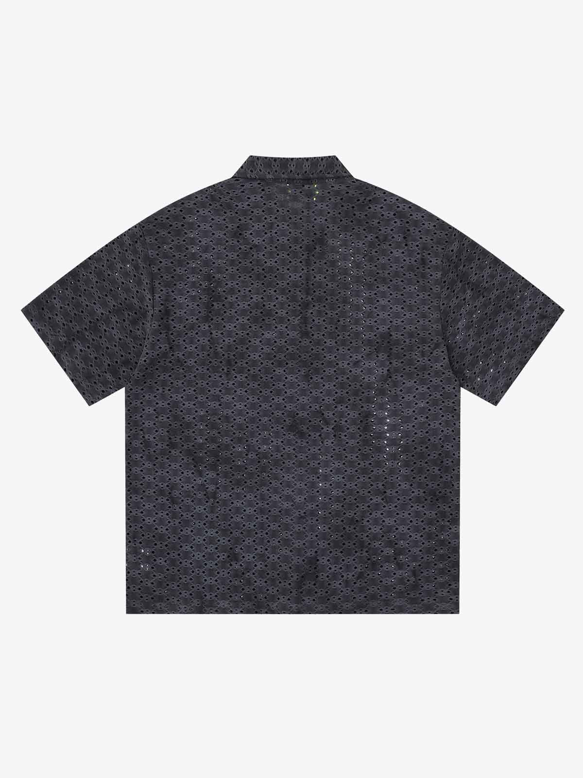 Perforated Acid-Wash Short Sleeve Shirt 