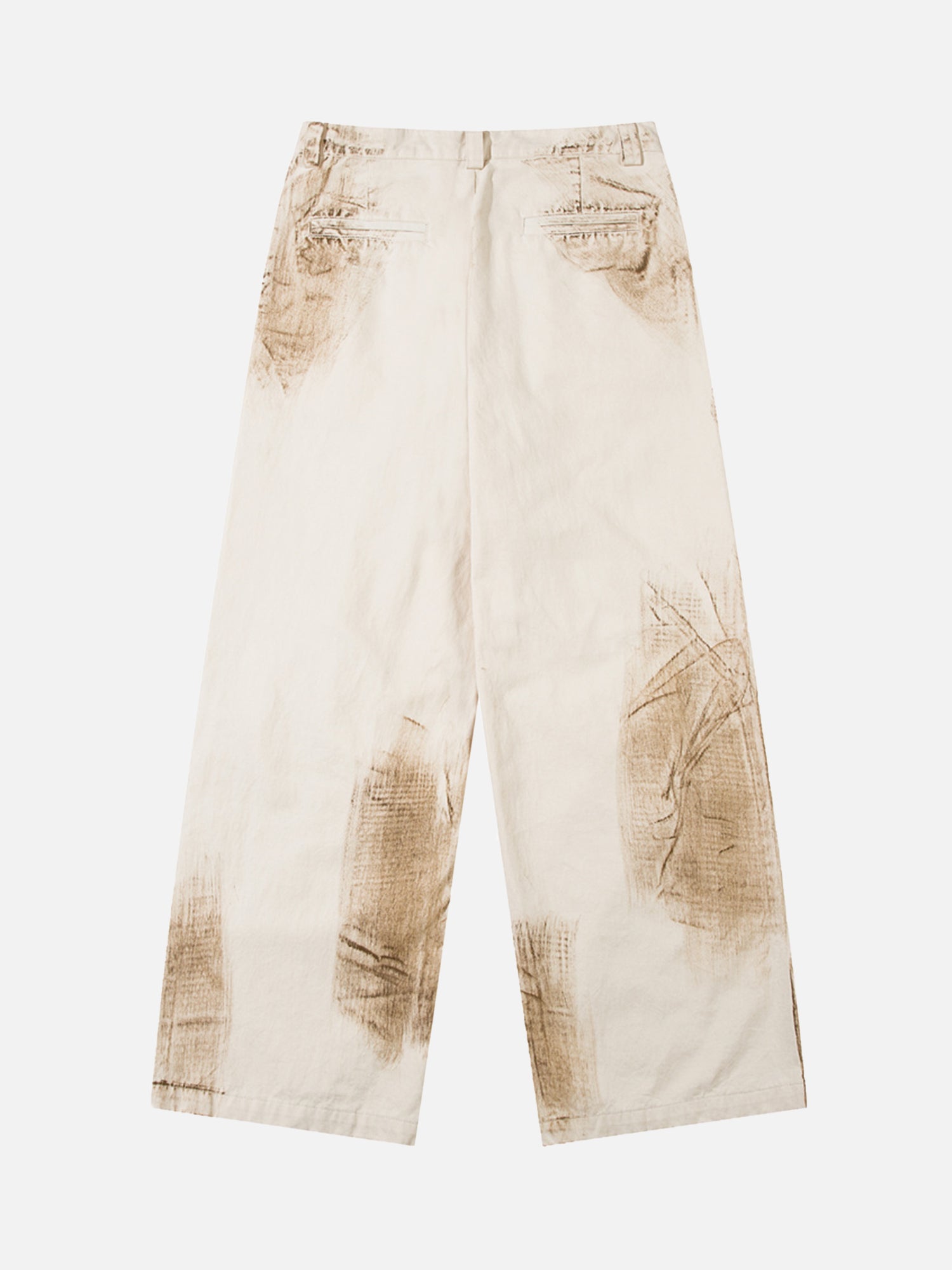 Thesupermade Hip Hop Made Dirty Paint Design Pleated Casual Pants