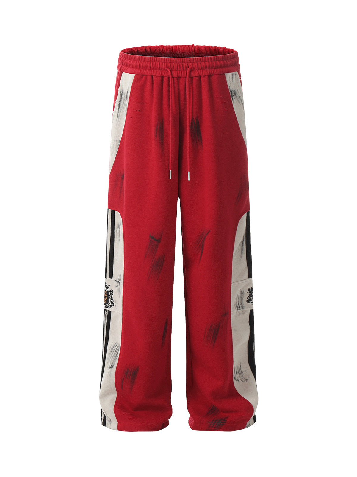 Dirty Dye Contrast Color Stitching Drawstring Pants