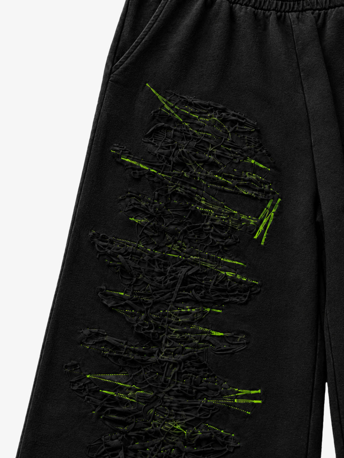 Contrast Stitching Distressed Wide-Leg Sweatpants