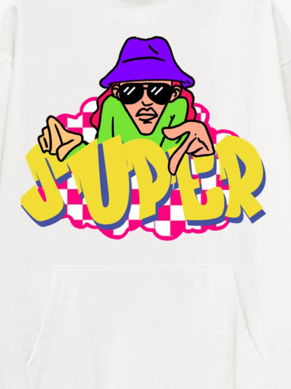 Colorful Graphic Hoodie with 'SUPER' Design 