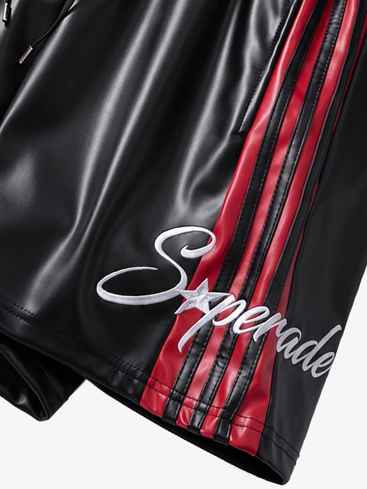Striped Racing Faux-Leather Shorts 
