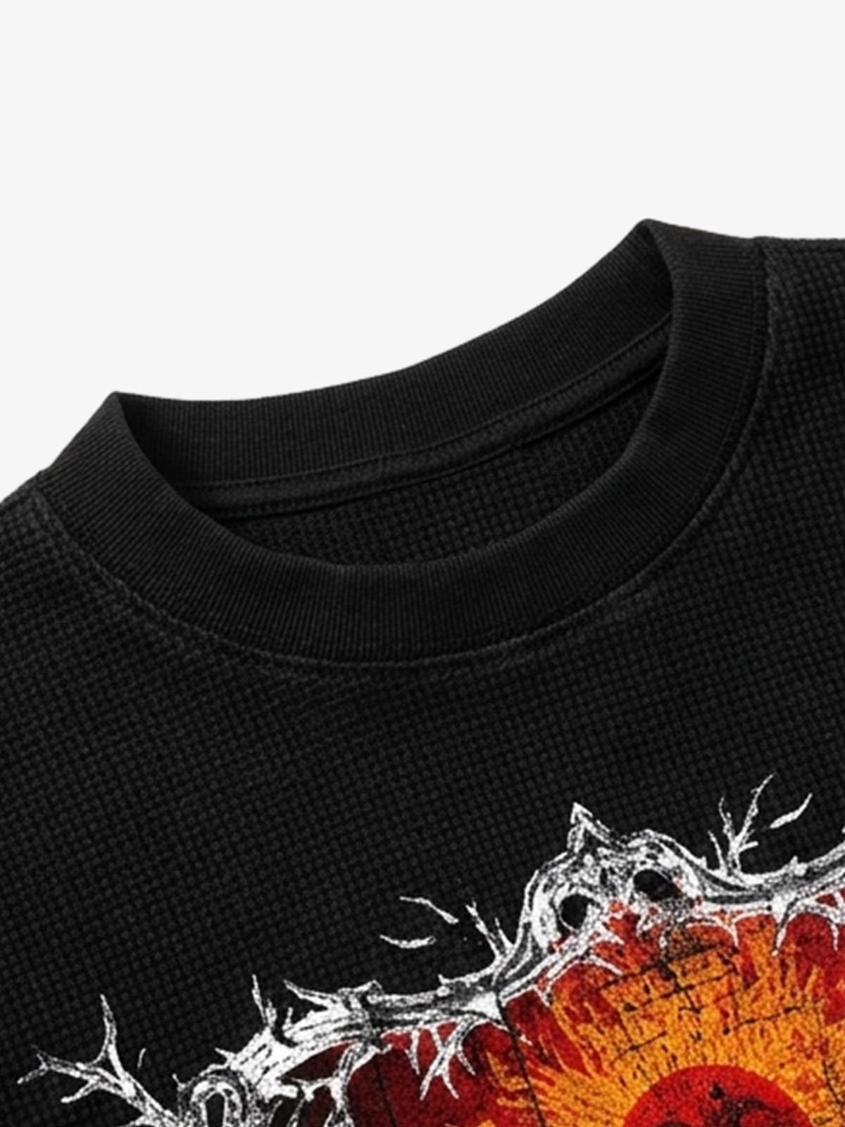 Thorn Silhouette Graphic Washed Waffle Long Sleeve Tee
