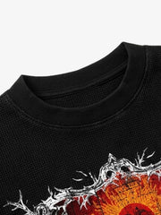 Thorn Silhouette Graphic Washed Waffle Long Sleeve Tee