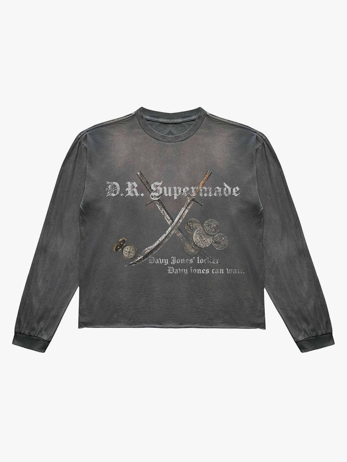 Salt Bones Graphic Distressed Long Sleeve Tee