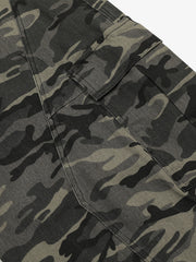 Camouflage Printed Curved Denim Jeans 