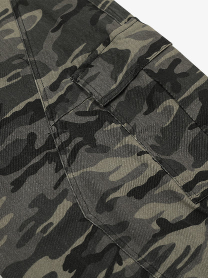 Camouflage Printed Curved Denim Jeans 