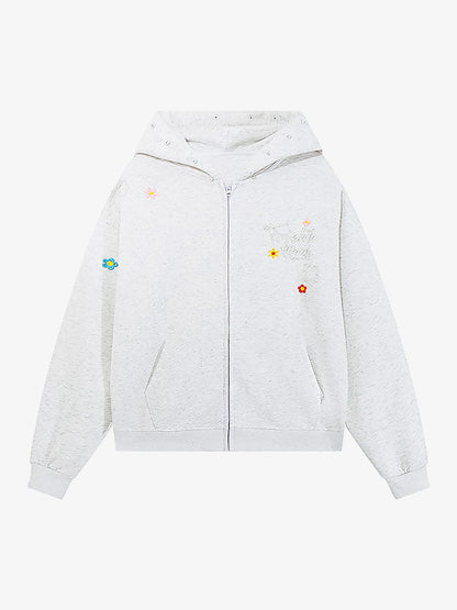 Stylish Embroidered Hoodie with Zip-Up Design for Men and Women - Perfect for Casual Wear 