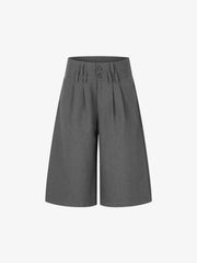 Double-Waist Pleated Cropped Trousers