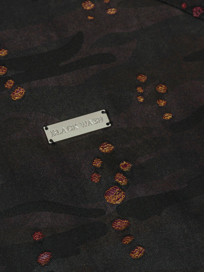 Thesupermade Washed Distressed Zipper Hooded Jacket 