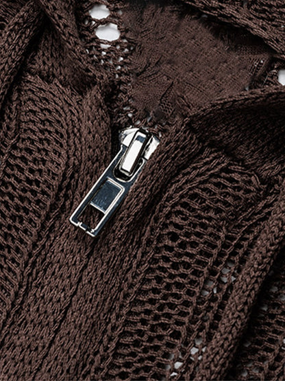 Stylish Hooded Crochet Knit Jacket for Women - Perfect for Casual and Fashionable Looks 