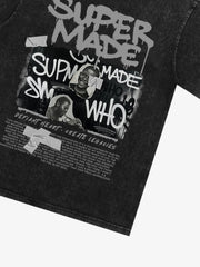 Streetwear Graffiti Character Collage Graphic T-Shirt 
