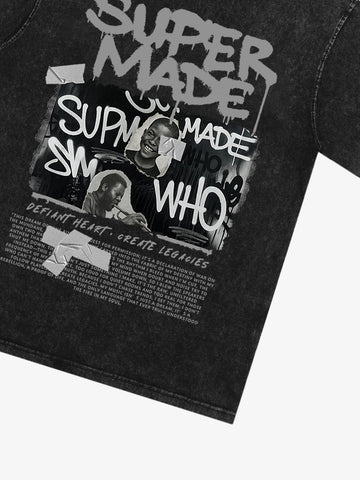 Streetwear Graffiti Character Collage Graphic T-Shirt 