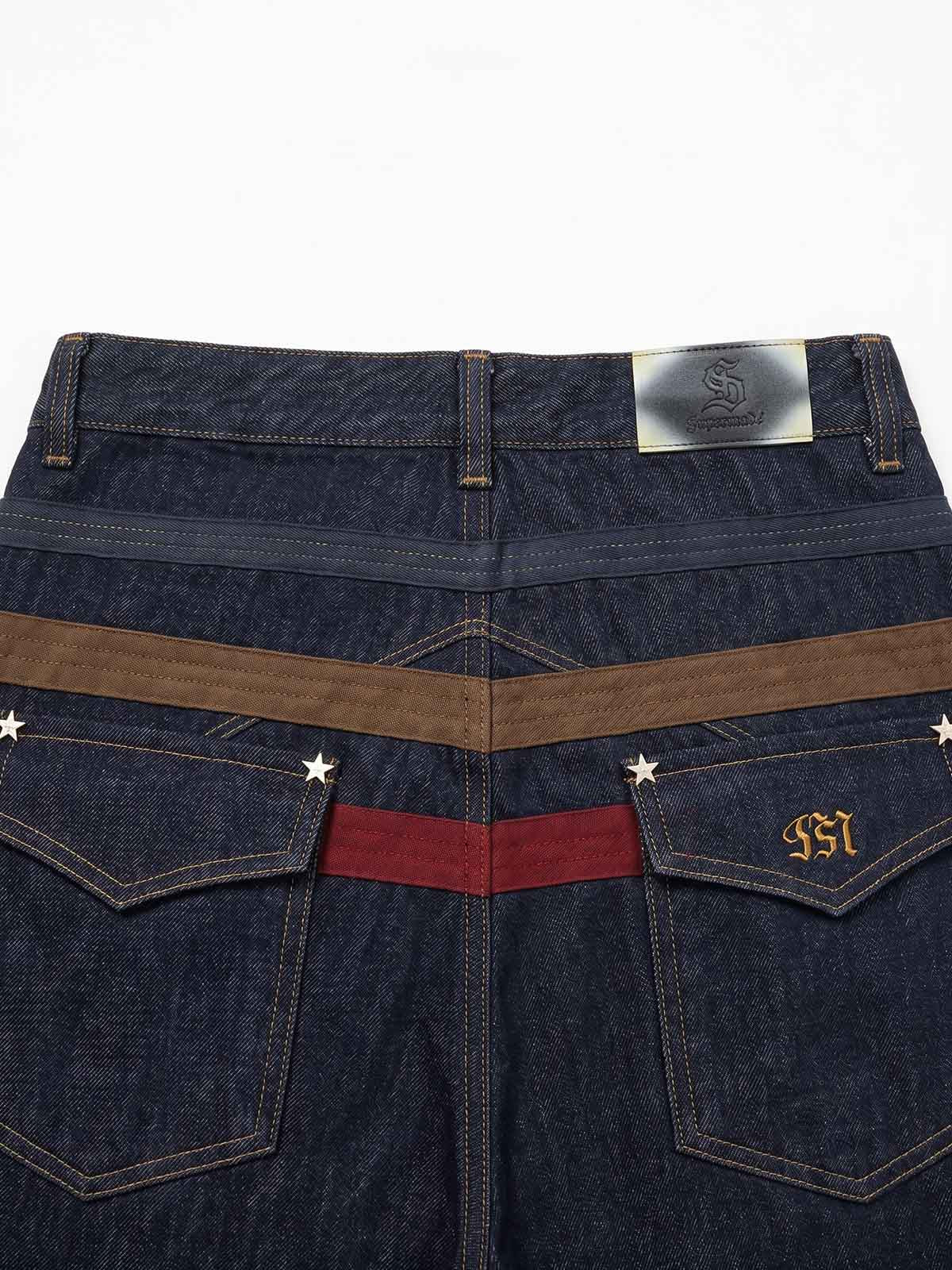 Vintage Star Studded Panel Wide Leg Shorts