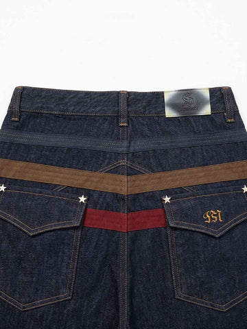 Vintage Star Studded Panel Wide Leg Shorts