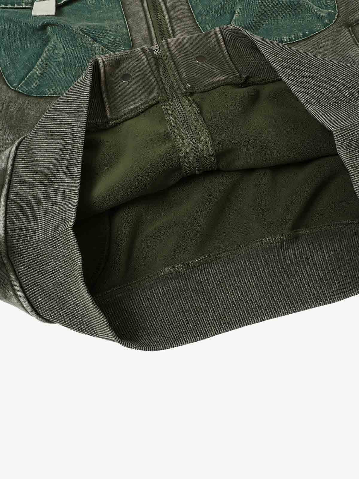 Washed Multi-Pocket Mock-Neck Workwear Jacket