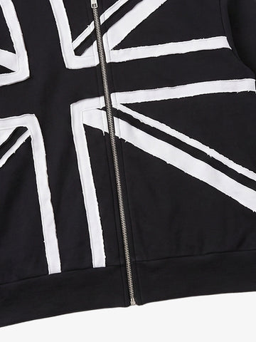 Street Style Union Jack Appliqué Hoodie