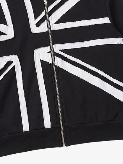 Street Style Union Jack Appliqué Hoodie