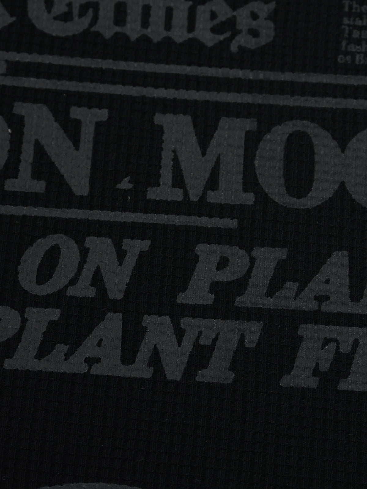 Cotton Waffle Knit Graphic T-Shirt with Moon Landing Print and Lion Design 