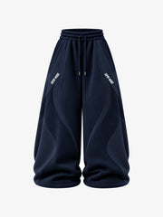 Curved Graphic Print Wide-Leg Sweatpants