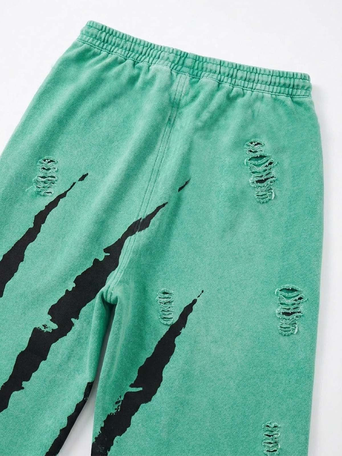Claw Scratch Distressed Wide-Leg Baggy Sweatpants