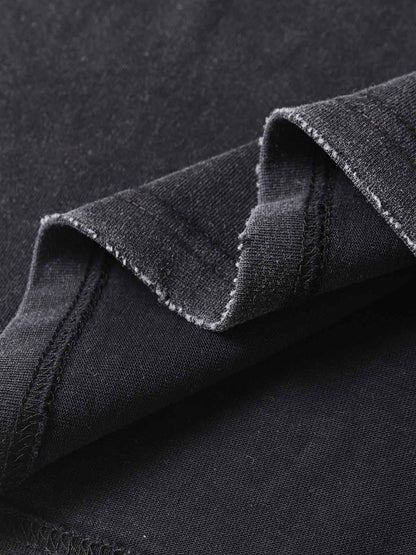 Cotton Blend Oversized Graphic Tee with Leopard Horse Print and Camo Layered Sleeves 