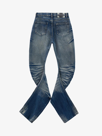 Black Denim Flared Jeans with Button Front High Waist Design 