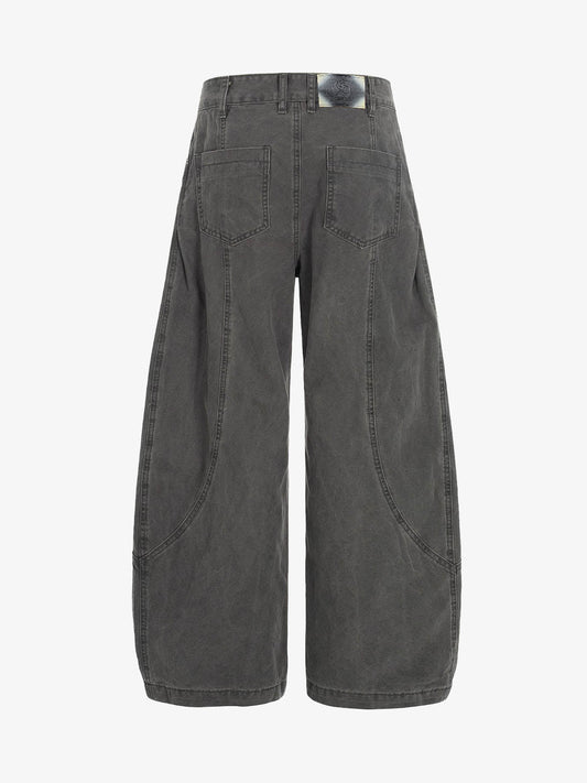 Wide Leg High Waist Cropped Pants with Gradient Wash Finish 