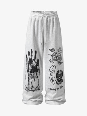 Dark Graphic Print Sweatpants 