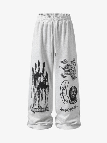 Dark Graphic Print Sweatpants 