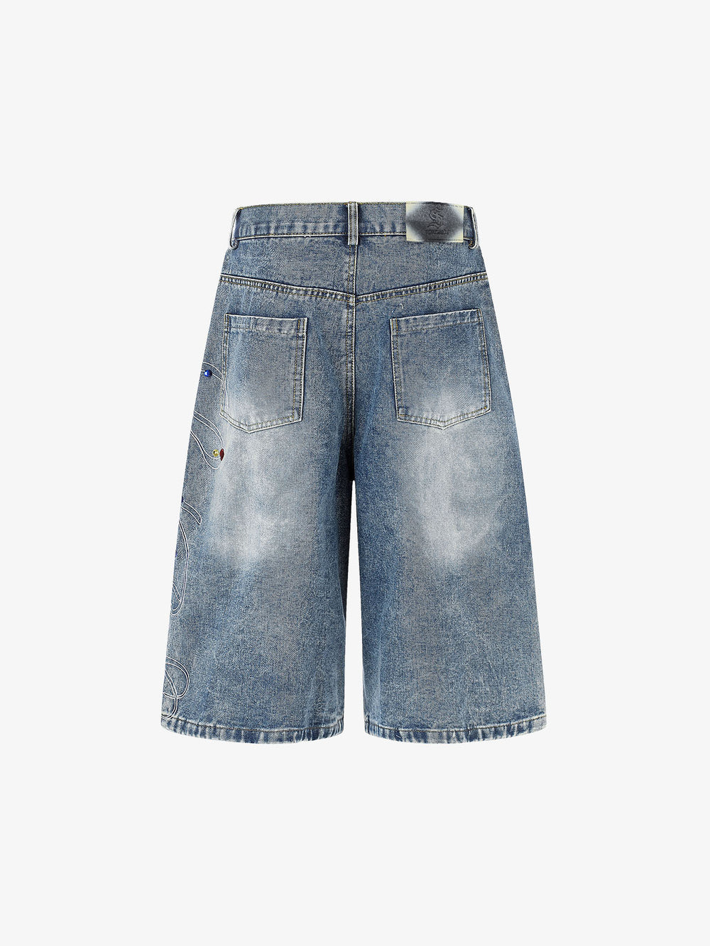 Embroidered Rhinestone Baggy Jorts
