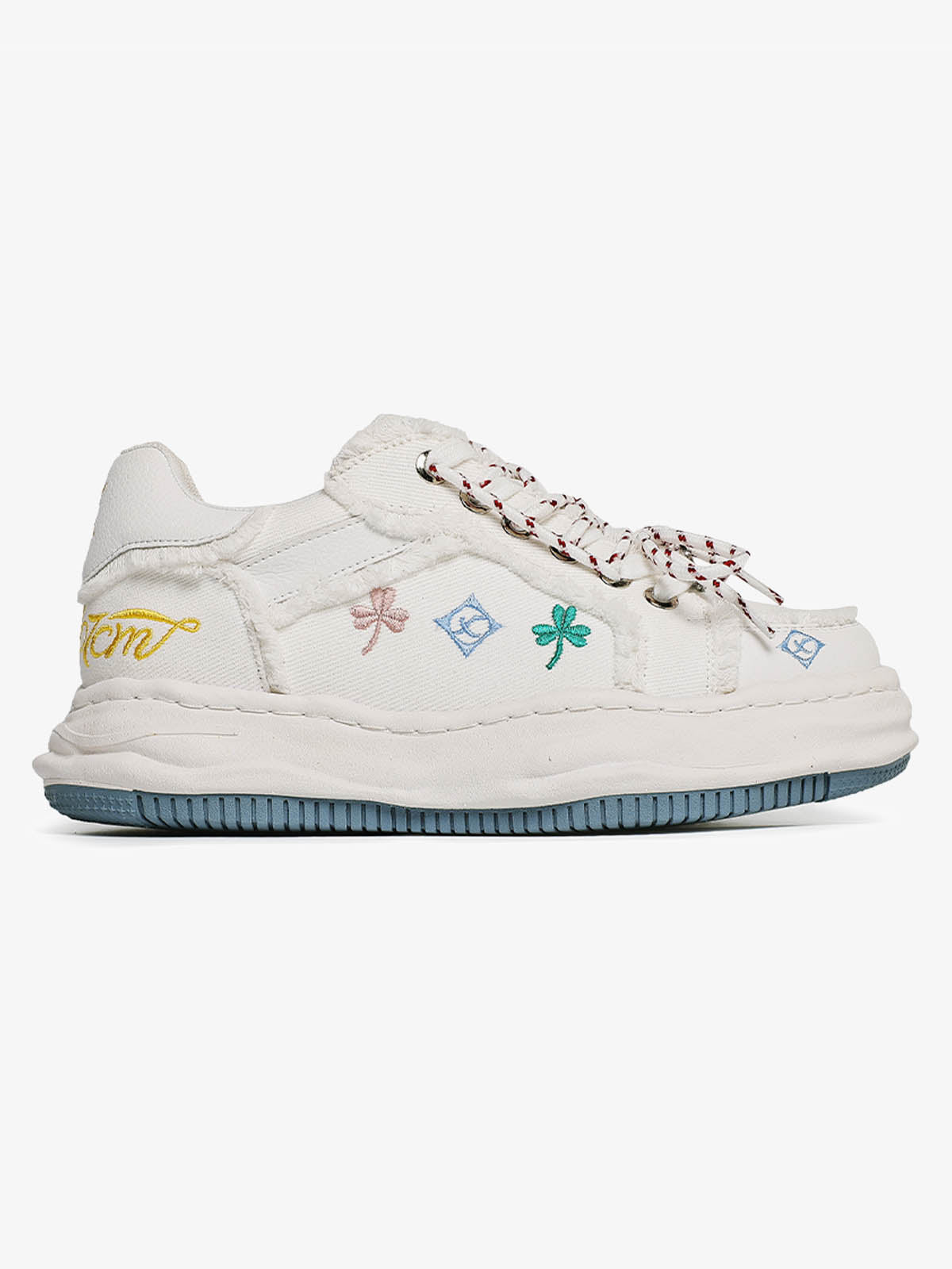 Thesupermade American Retro Patch Raw Edge Embroidered Floral Dissolving Shoes 