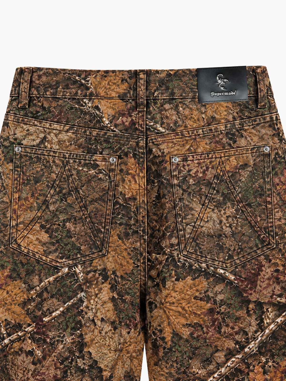 Maple Leaf Embroidered 3D Graphic Baggy Pants