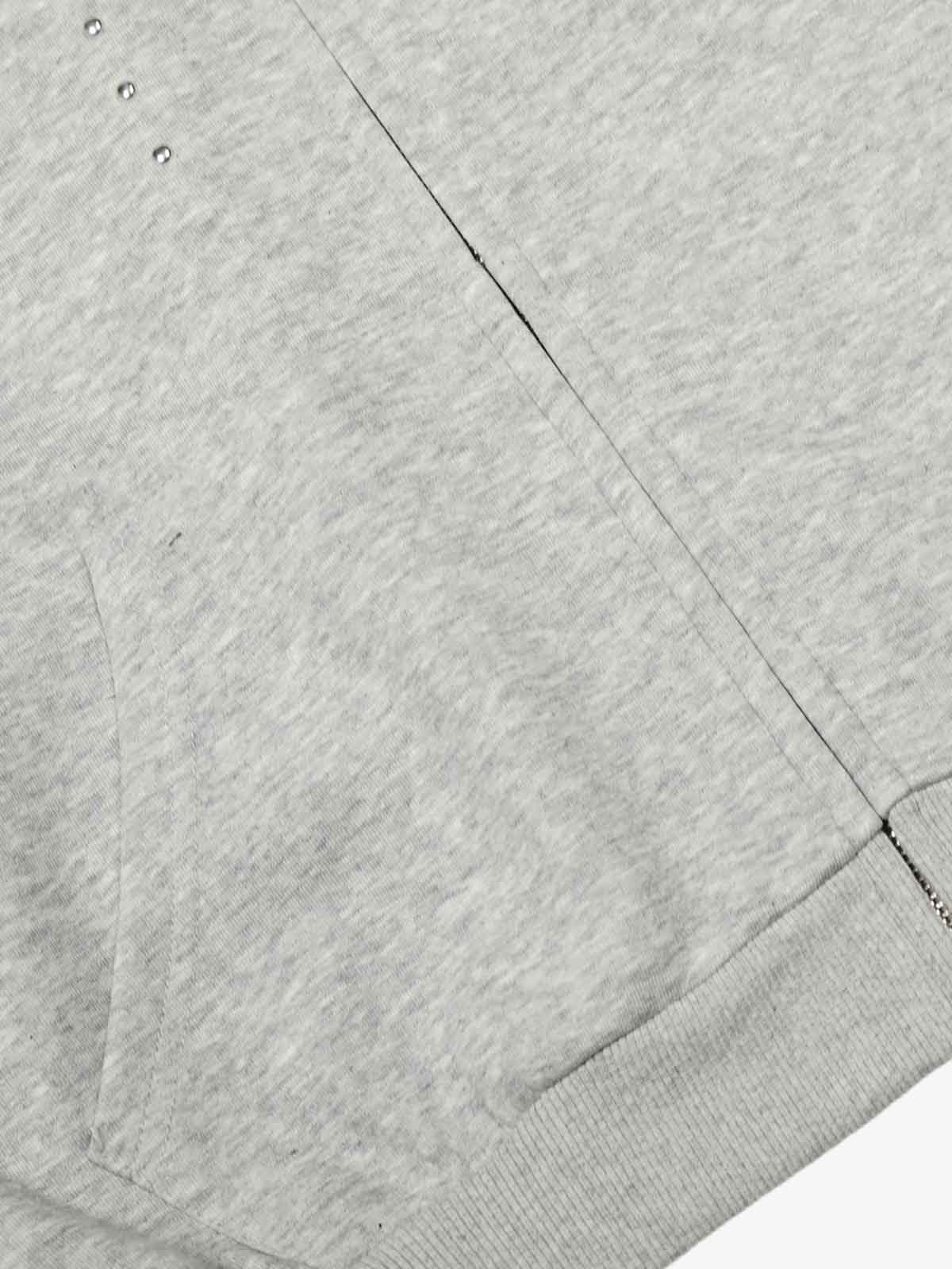 Cotton Blend Rhinestone Embellished Hoodie Jacket for Women - Zip-Up Crop Top with Pockets 