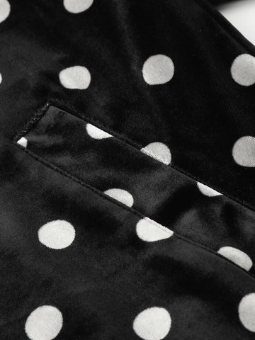 Polka Dot Stand Collar Zip Jacket