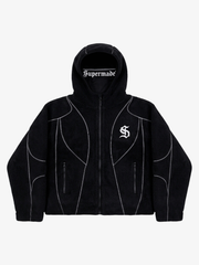 Contrast Stitch Fleece Hoodie Jacket