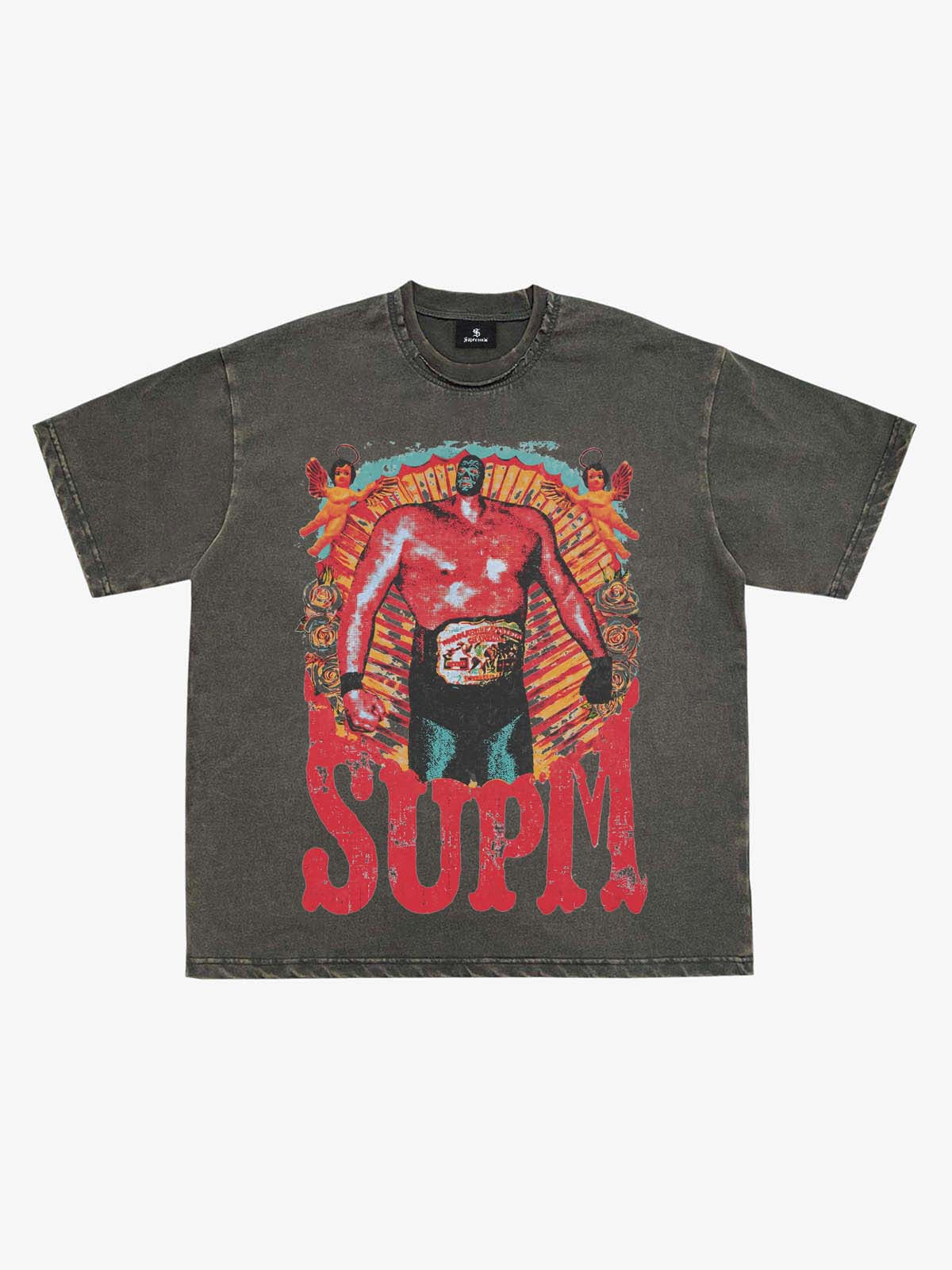 Double-Neck Washed Distressed Tee