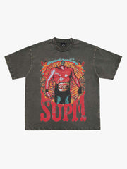 Double-Neck Washed Distressed Tee