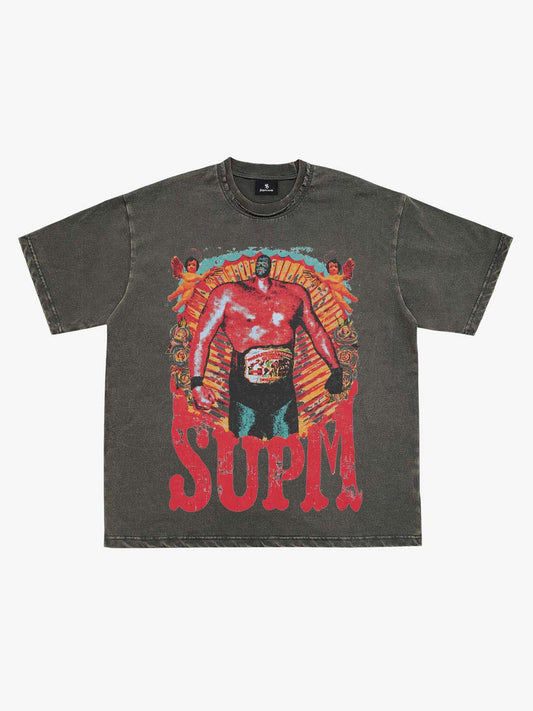 Double-Neck Washed Distressed Tee