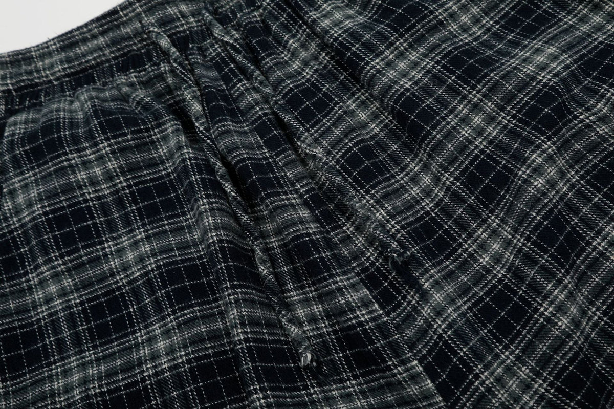 Cotton Plaid Wide Leg Culottes with Frayed Hem and Cargo Pockets 