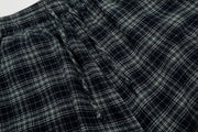Cotton Plaid Wide Leg Culottes with Frayed Hem and Cargo Pockets 