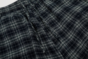 Cotton Plaid Wide Leg Culottes with Frayed Hem and Cargo Pockets 